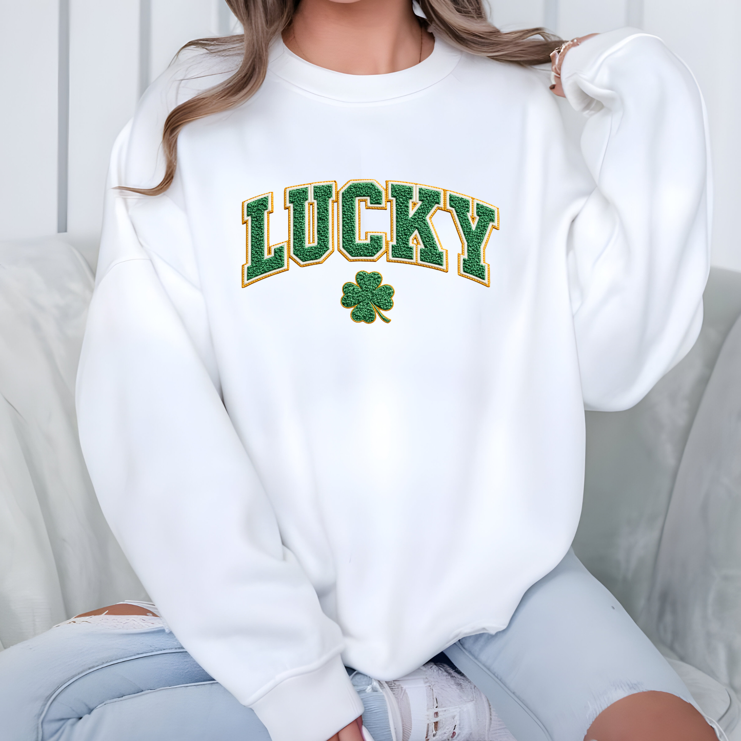 Faux Yarn Lucky Sweatshirt