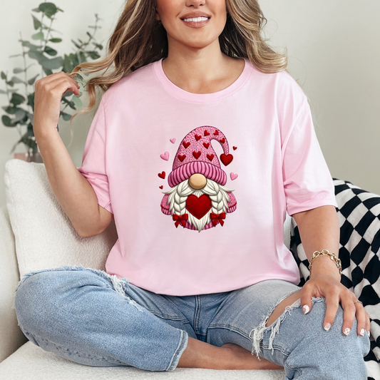Faux Yarn Valentine Gnome Graphic Tee