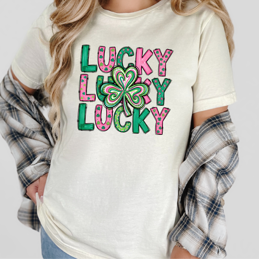 Pink & Green Lucky Graphic Tee