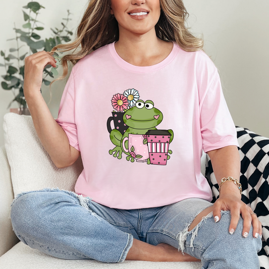 Frog with Coffee Graphic Tee