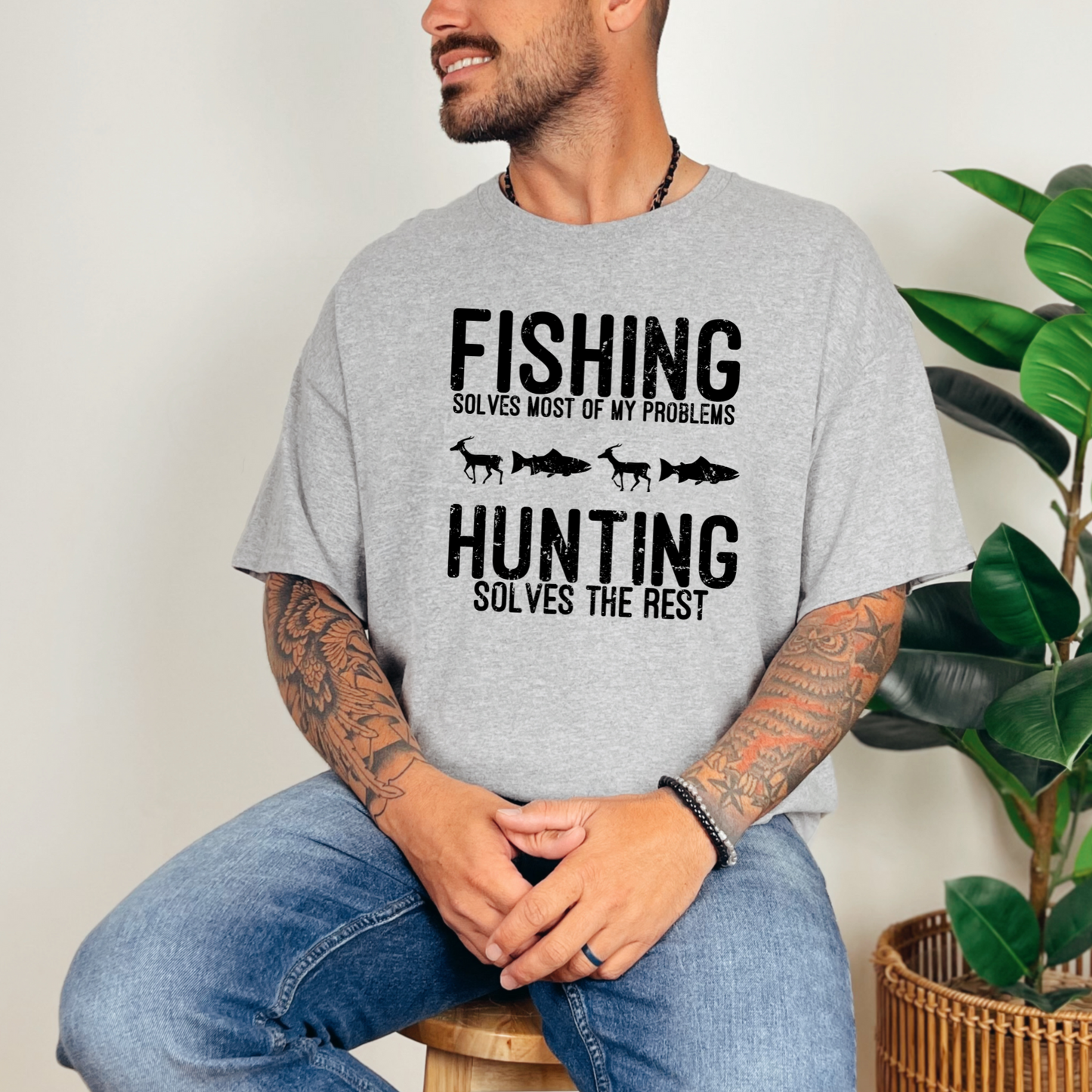 Fishing Solves Problems Graphic Tee