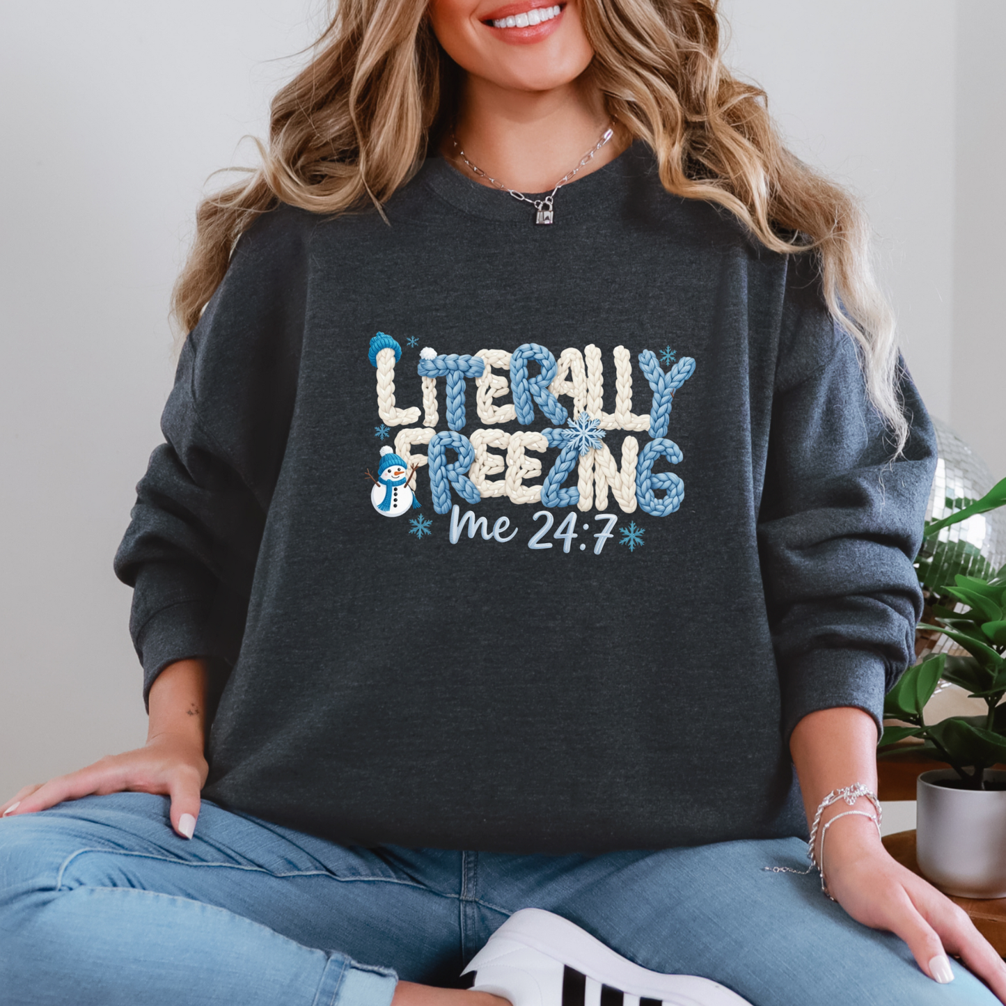 Faux Yarn Literally Freezing Sweatshirt
