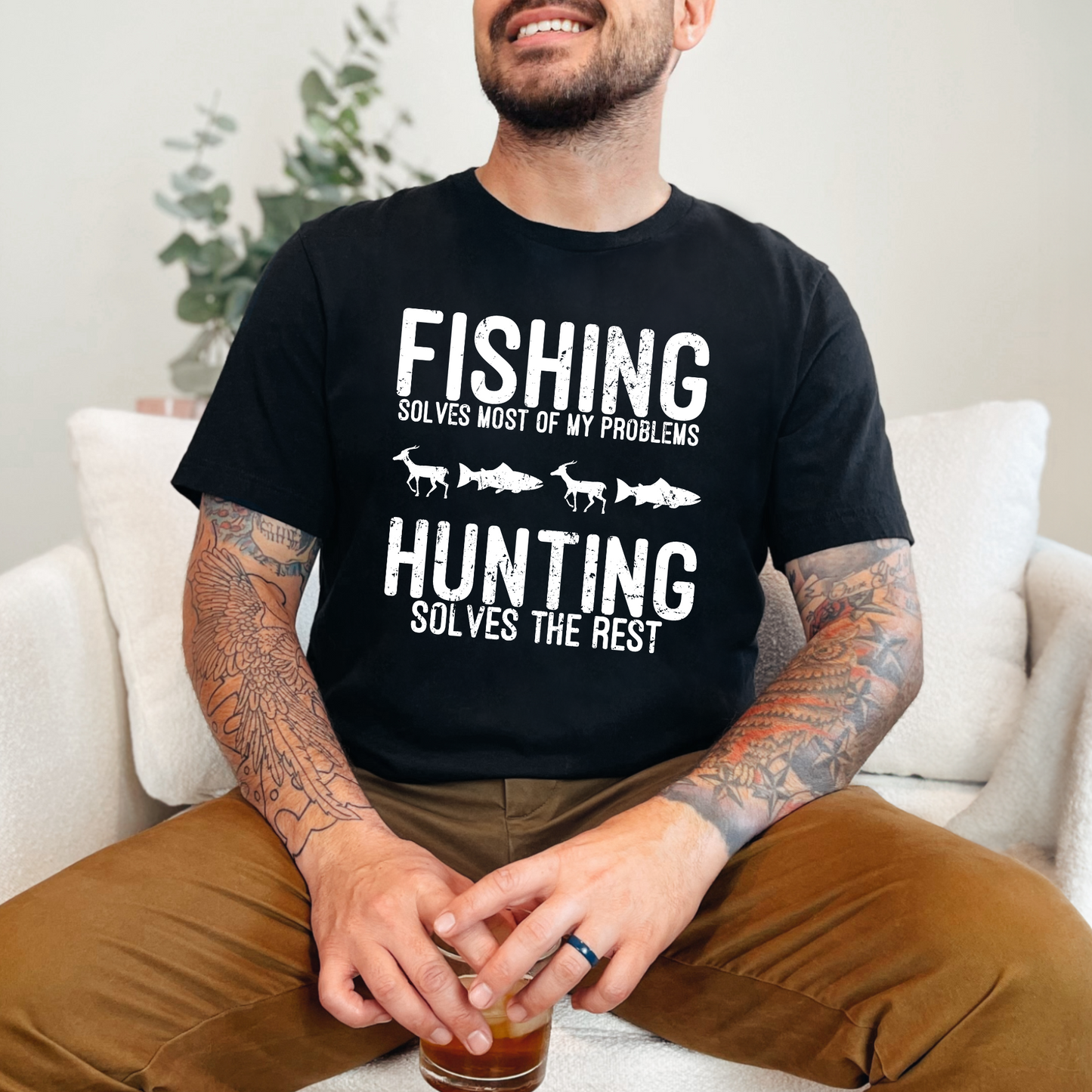 Fishing Solves Problems Graphic Tee